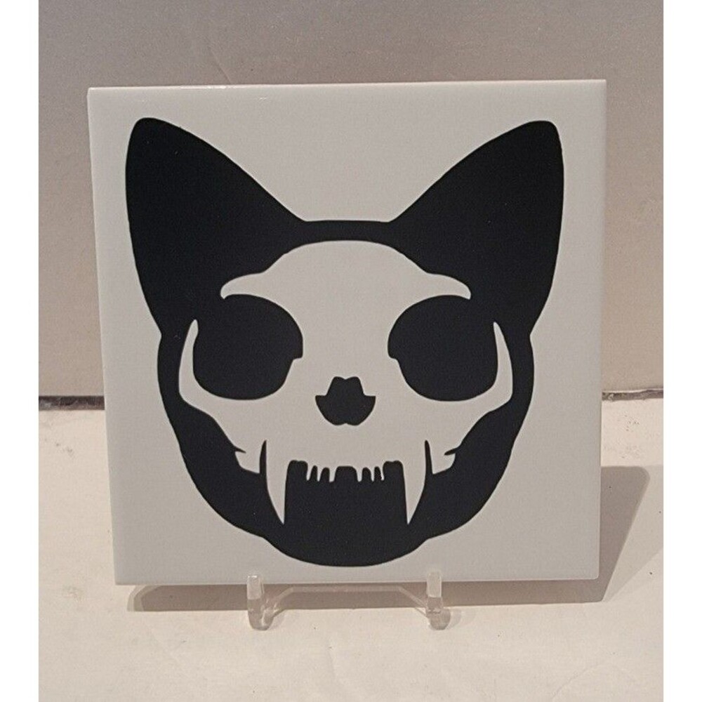 Cat Skull Ceramic Tile Coaster